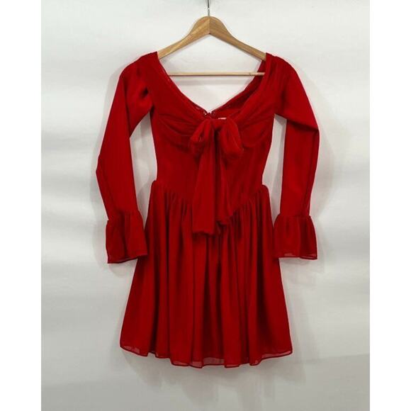 HOUSE OF CB Sz XS Fuller Cup Tall Longer Length Scarlet Red Alana Mini Dress - Picture 6 of 9